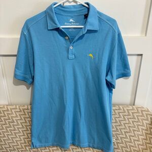 Tommy Bahama Mens Tropicool IslandZone Pique Short Sleeve Polo Shirt Blue Medium